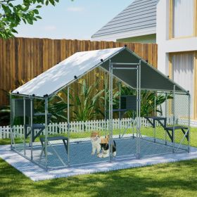 Extra Sturdy 3x2m Outdoor Metal Cat Cage -DIY Solid Wood Platform, Double Safety Lock & Enhanced Stability, Multi-Pet Use, Waterproof Tarp Includ (Option: Grey)